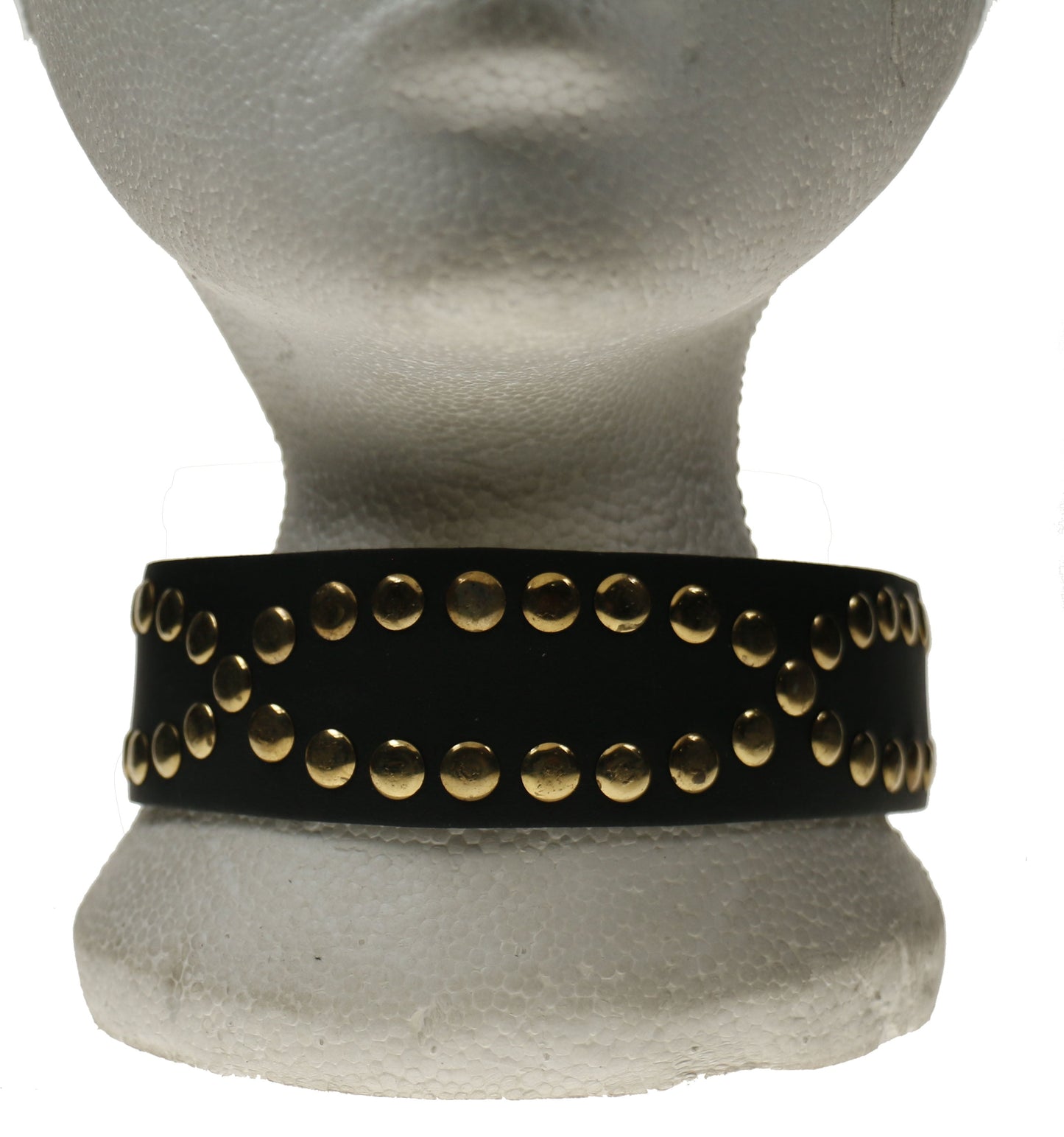 NB272 2 Row Oval Pattern Gold Rivet Leather Choker