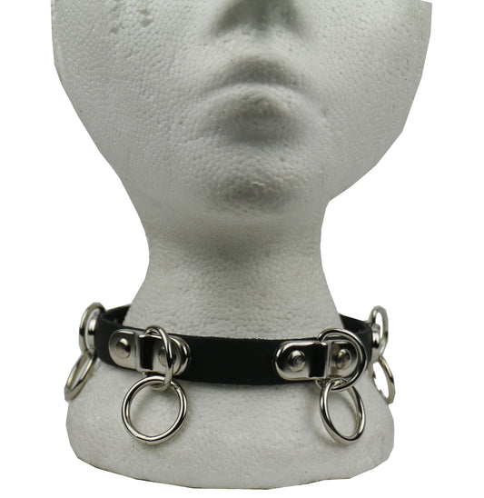 NB288 1 Row Handle Plate with mm Rings (4) Leather Choker