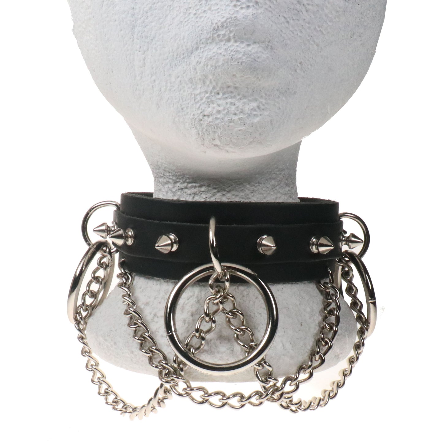 NB312 Hanging chains W/Rivet Spike Leather Choker