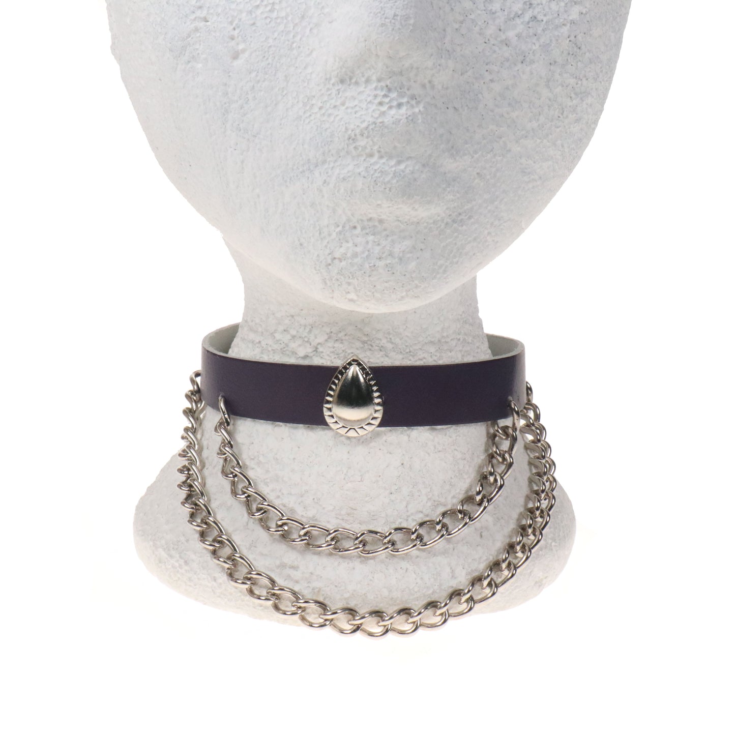 NB336C 1 ROW WITH OPAL FITTING AND CHAINS  Leather Choker - PURPLE