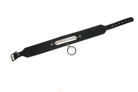 NB340 2 ROW WITH ROUND FITTING AND HANGING CURVED RING Leather Choker