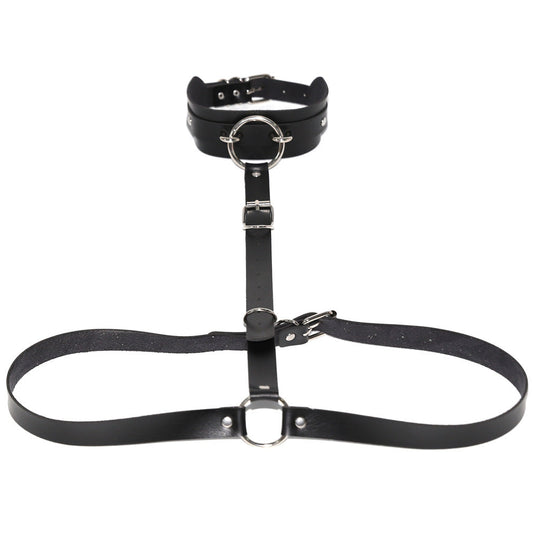 Bondage Neckband Belt Vegan Harness - VHARN005