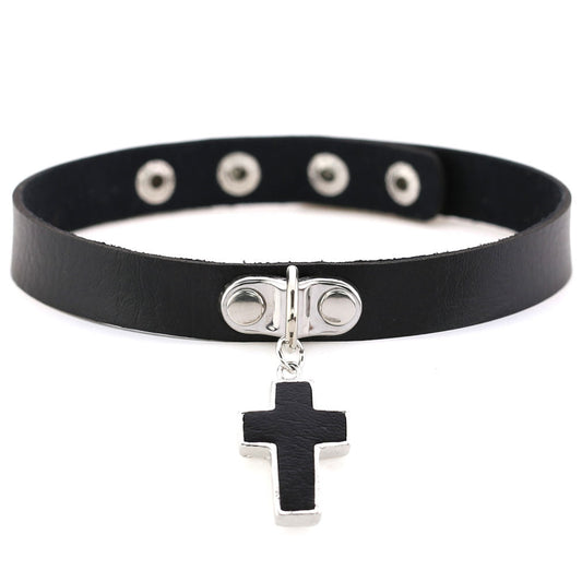 Crucifix Pendant Vegan Neckband - VNB105