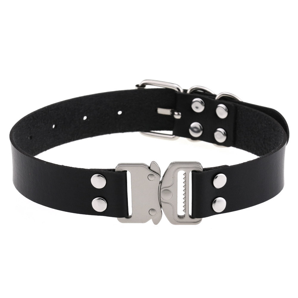 Buckle Rivet Vegan Neckband - VNB112