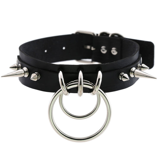 Rings and Spike Vegan Neckband - VNB121