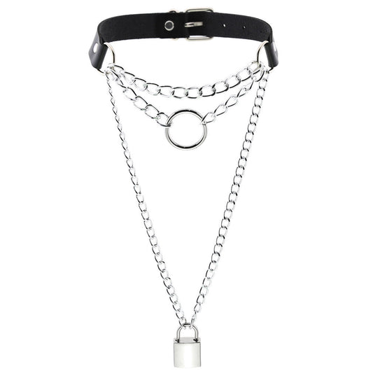 Hanging Lock Chain Vegan Neckband - VNB134