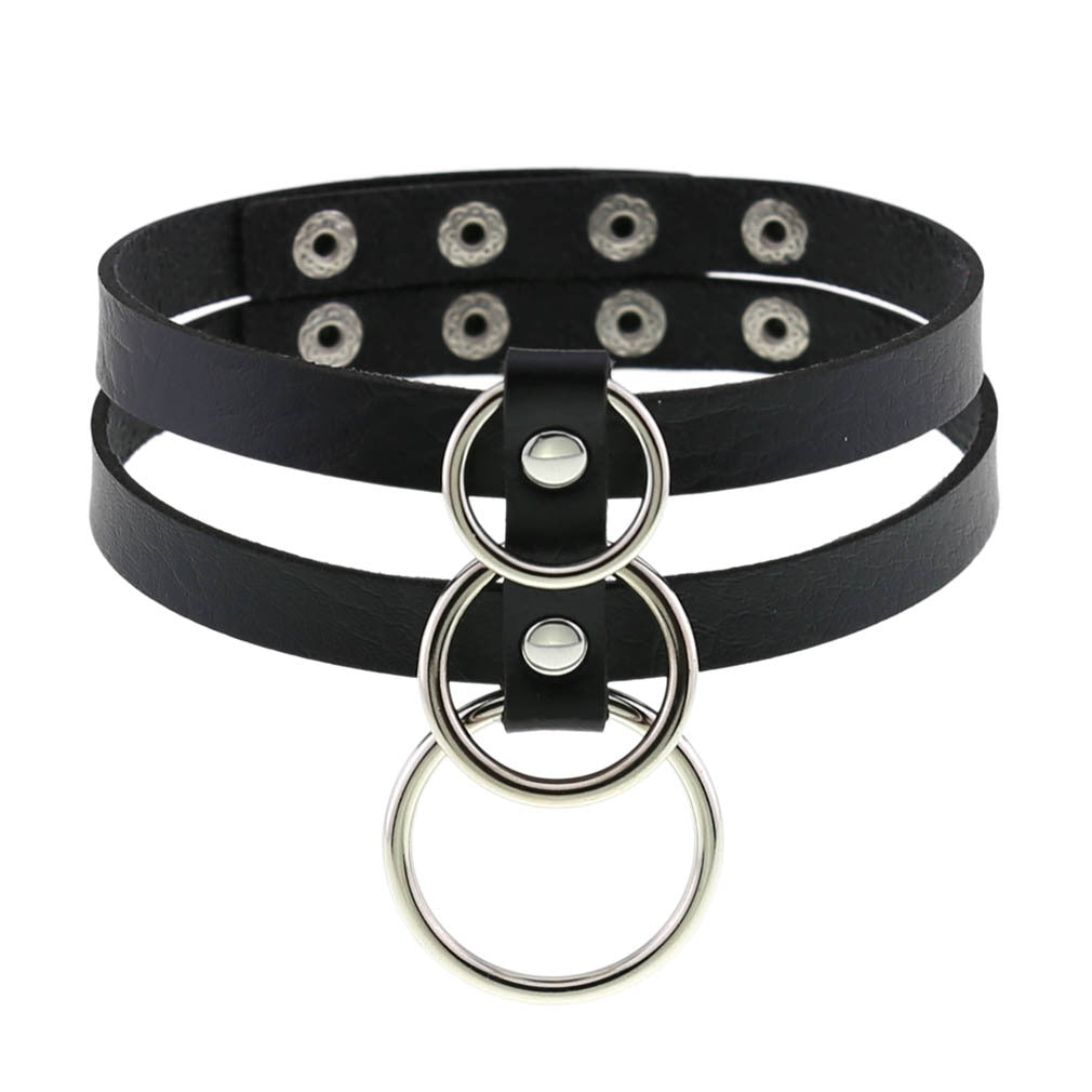 Ring Double Circle Cage Vegan Neckband - VNB138