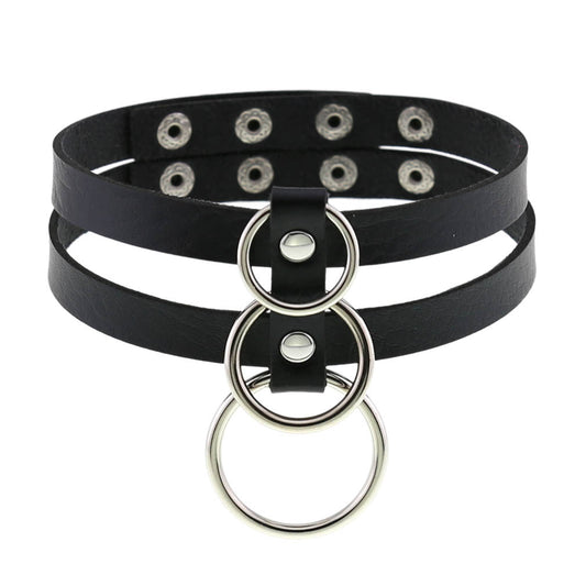 Ring Double Circle Cage Vegan Neckband - VNB138