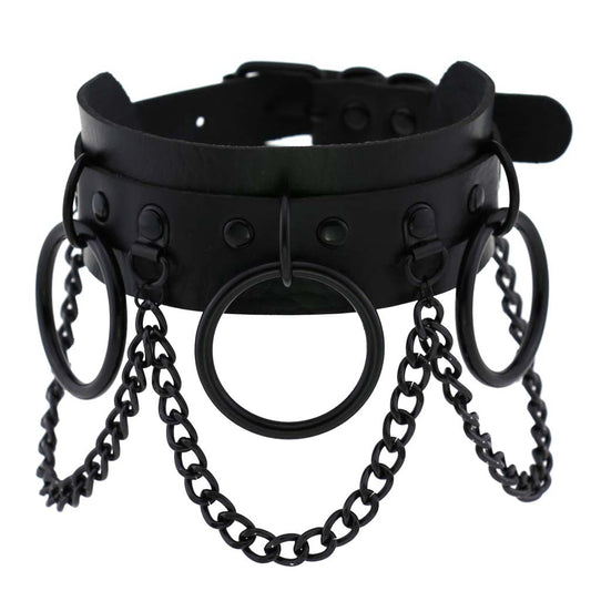 Ring Black Chain Vegan Neckband - VNB143