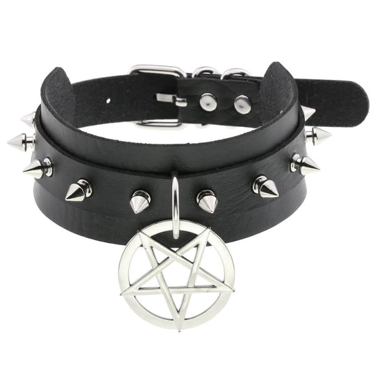Spike Pentagram Vegan Neckband - VNB155
