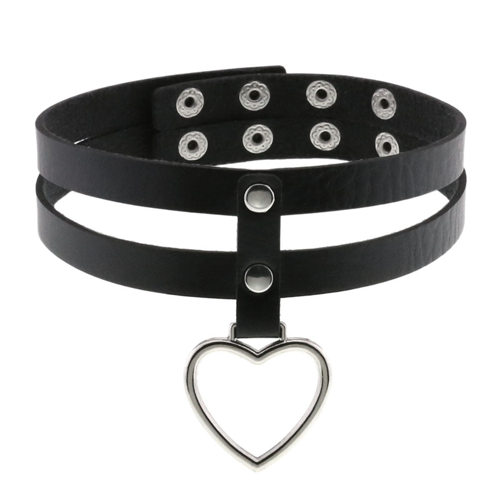 Heart Pendant Cage Vegan Neckband - VNB159