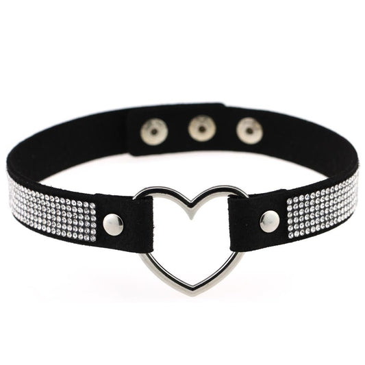 Heart Rhinestone Vegan Neckband - VNB163