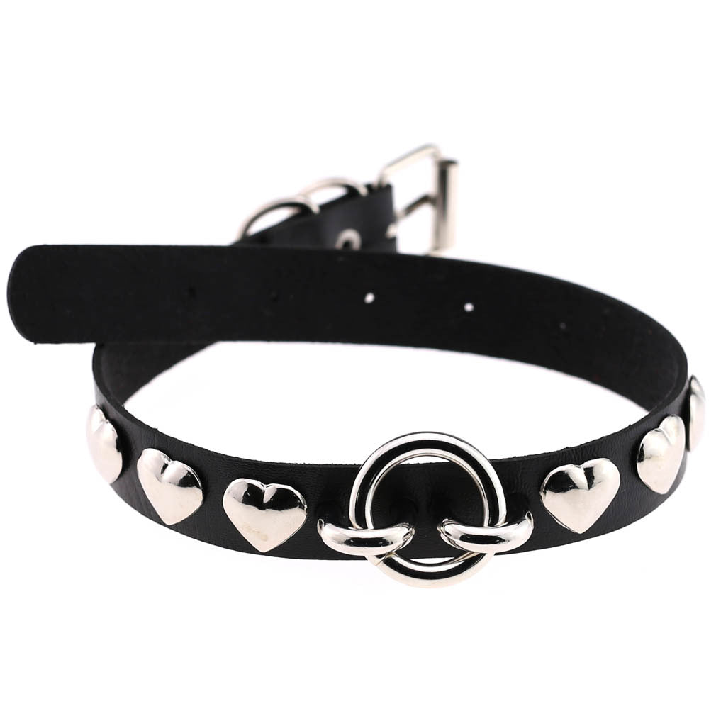 Hear Rivet Bound Ring Vegan Neckband - VNB168
