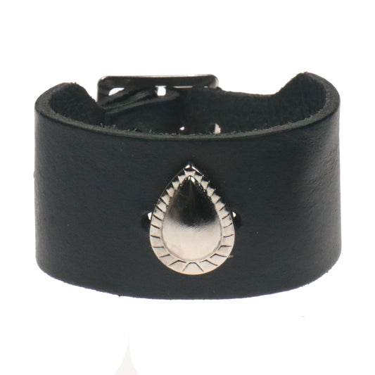 WB772  2 ROW OPAL FITTING LEATHER WRISTBAND