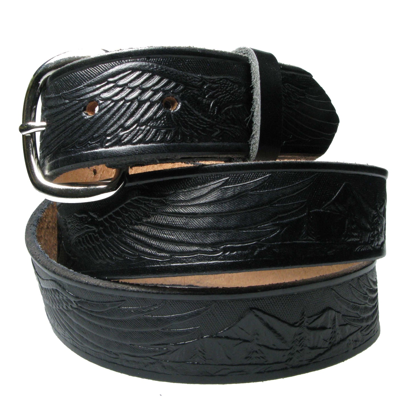 B410B FLYING EAGLE BLACK /HILL Leather Belt 38mm AMERICAN BELT