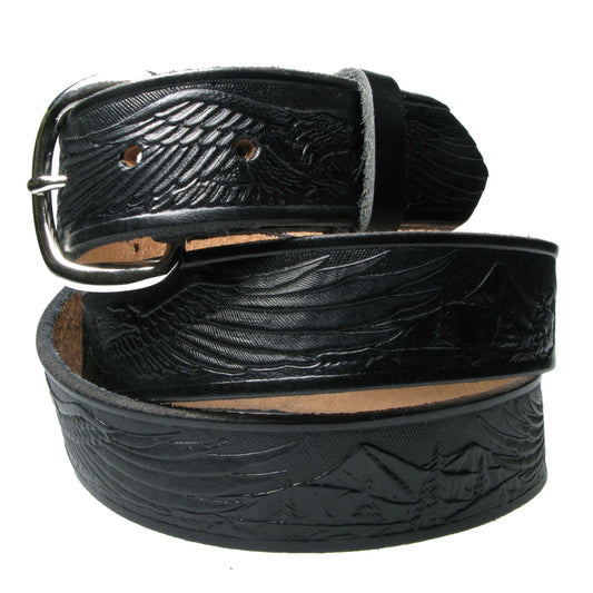 B410B FLYING EAGLE BLACK /HILL Leather Belt 38mm AMERICAN BELT