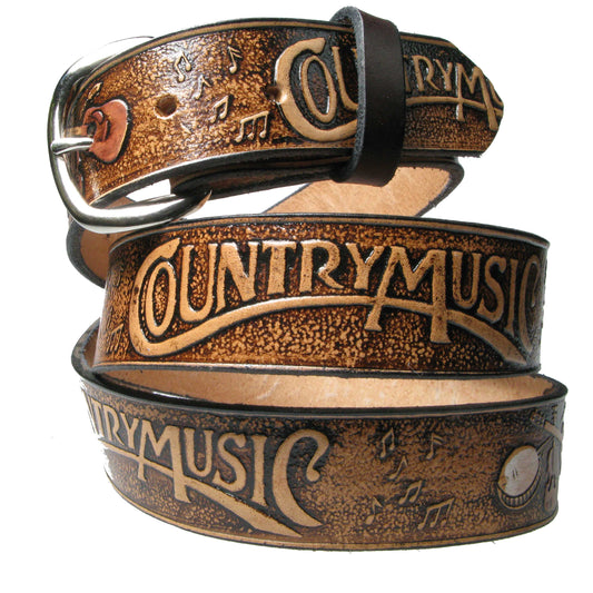 B418 COUNTRY MUSIC Leather Belt 38mm AMERICAN BELT