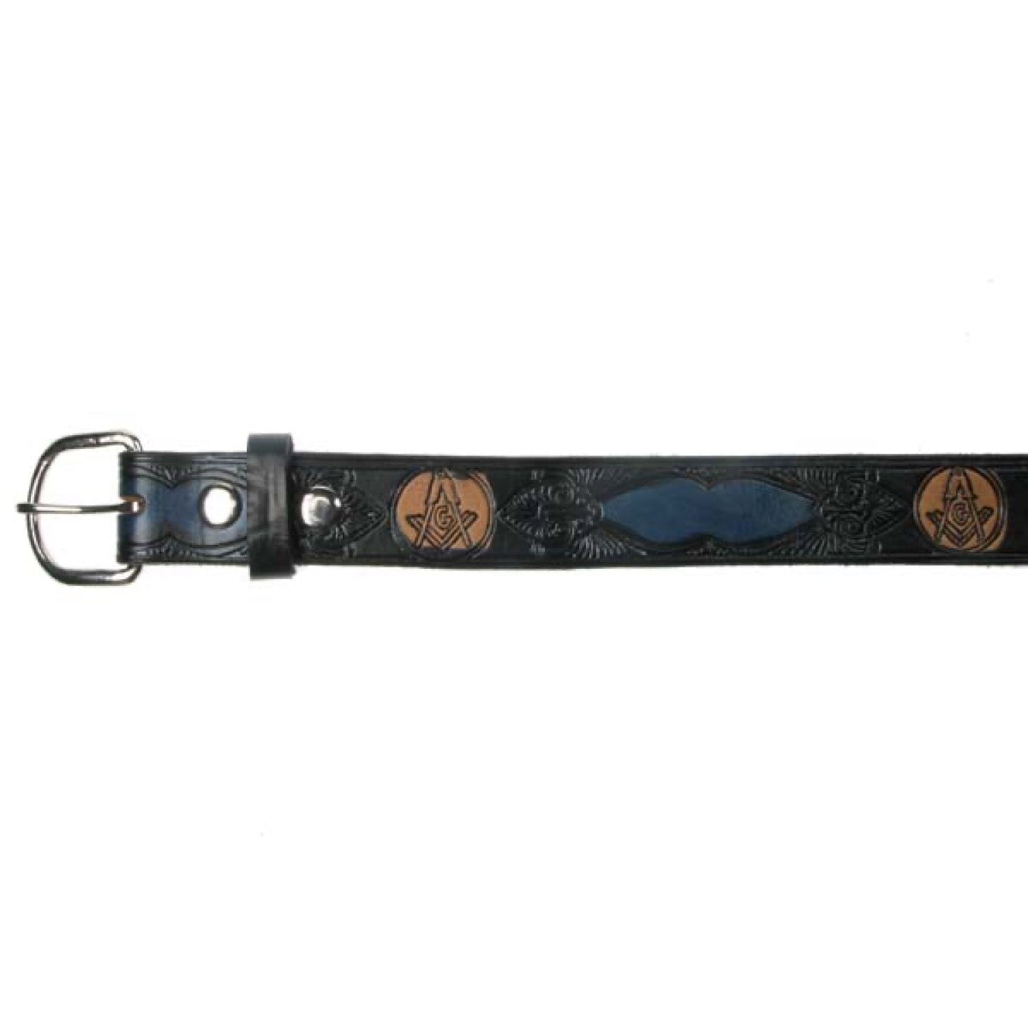 B421 FREEMASONS WITH BLUE COLOUR Leather Belt 38mm AMERICAN BELT