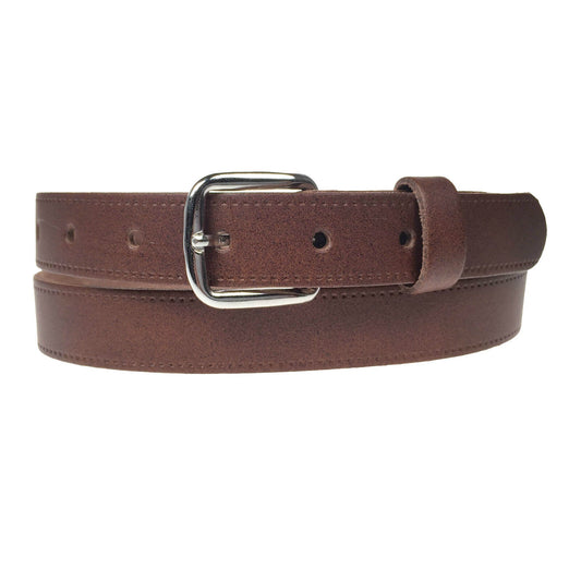 1" (25mm) Tan Leather Belt Silver Buckle