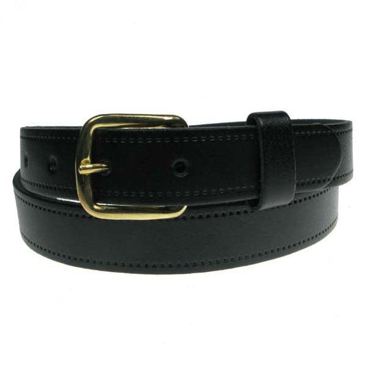 1" (25mm) Black Leather Belt Gold Buckle