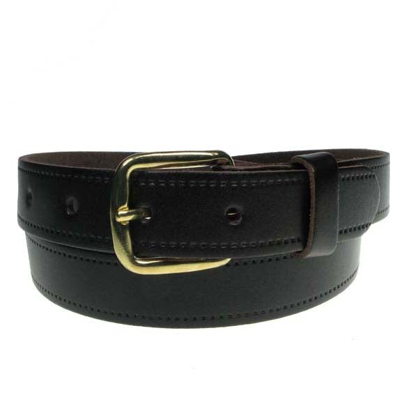 1" (25mm) Classic Leather Belt Gold Buckle