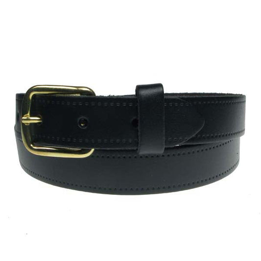 1" (25mm) Navy Leather Belt Gold Buckle