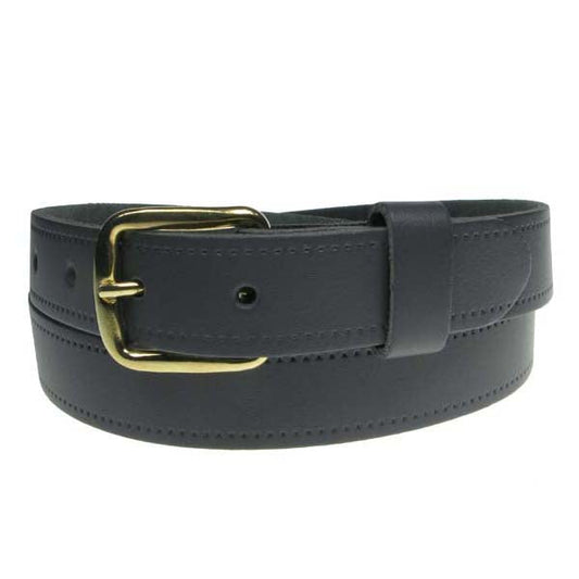 1" (25mm) Grey Leather Belt Gold Buckle