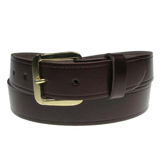 1.25" (30mm) Burgundy Leather Belt Gold Buckle