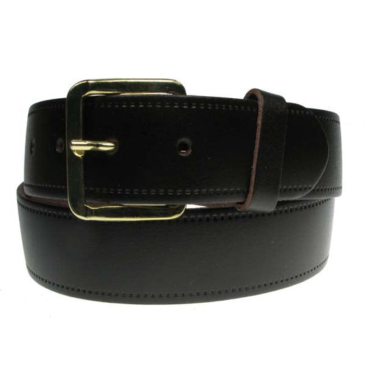 1.5" (38mm) Brown Leather Belt Gold Buckle