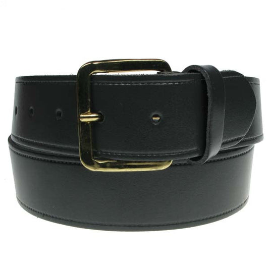 1.5" (38mm) Navy Leather Belt Gold Buckle