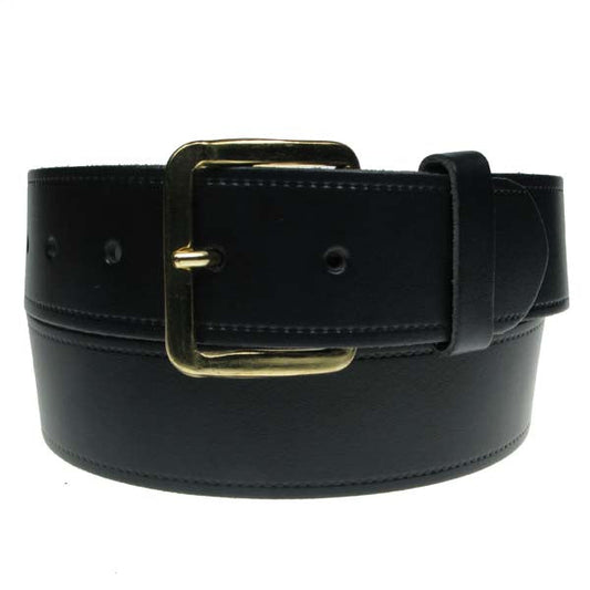 1.5" (38mm) Grey Leather Belt Gold Buckle