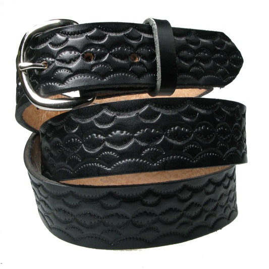 B778 OVAL PATTERN Leather Belt 38mm AMERICAN BELT