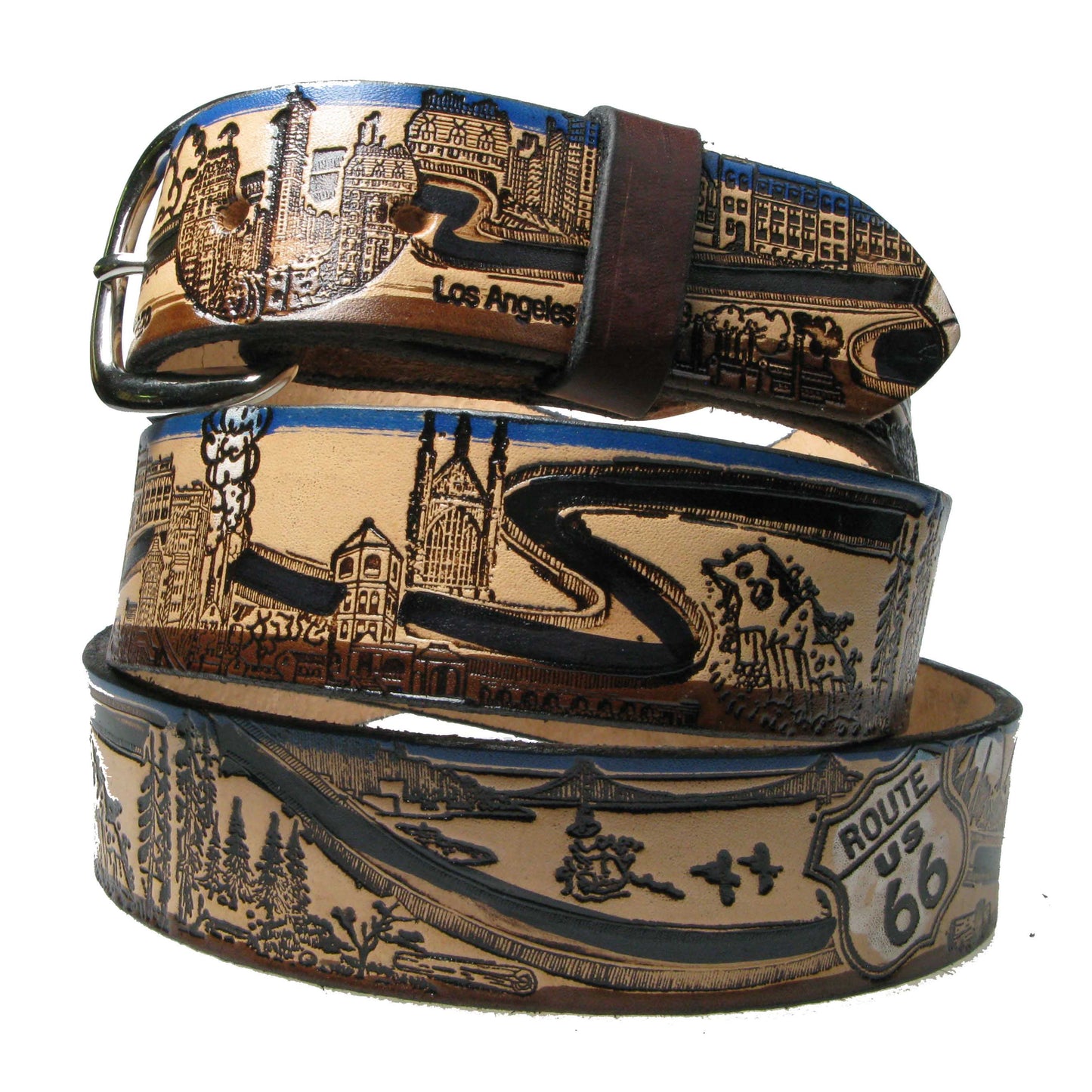 B781 ROUTE 66 Leather Belt 38mm AMERICAN BELT