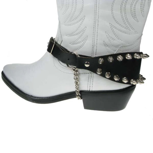 BS001 - Oval Leather Bootstrap w/Spike 3/4"