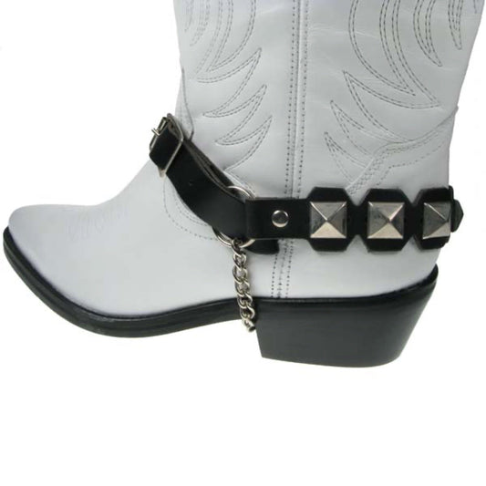 BS005 - Hexagon Shape w/Pyramid 3/4") -  Leather Bootstrap