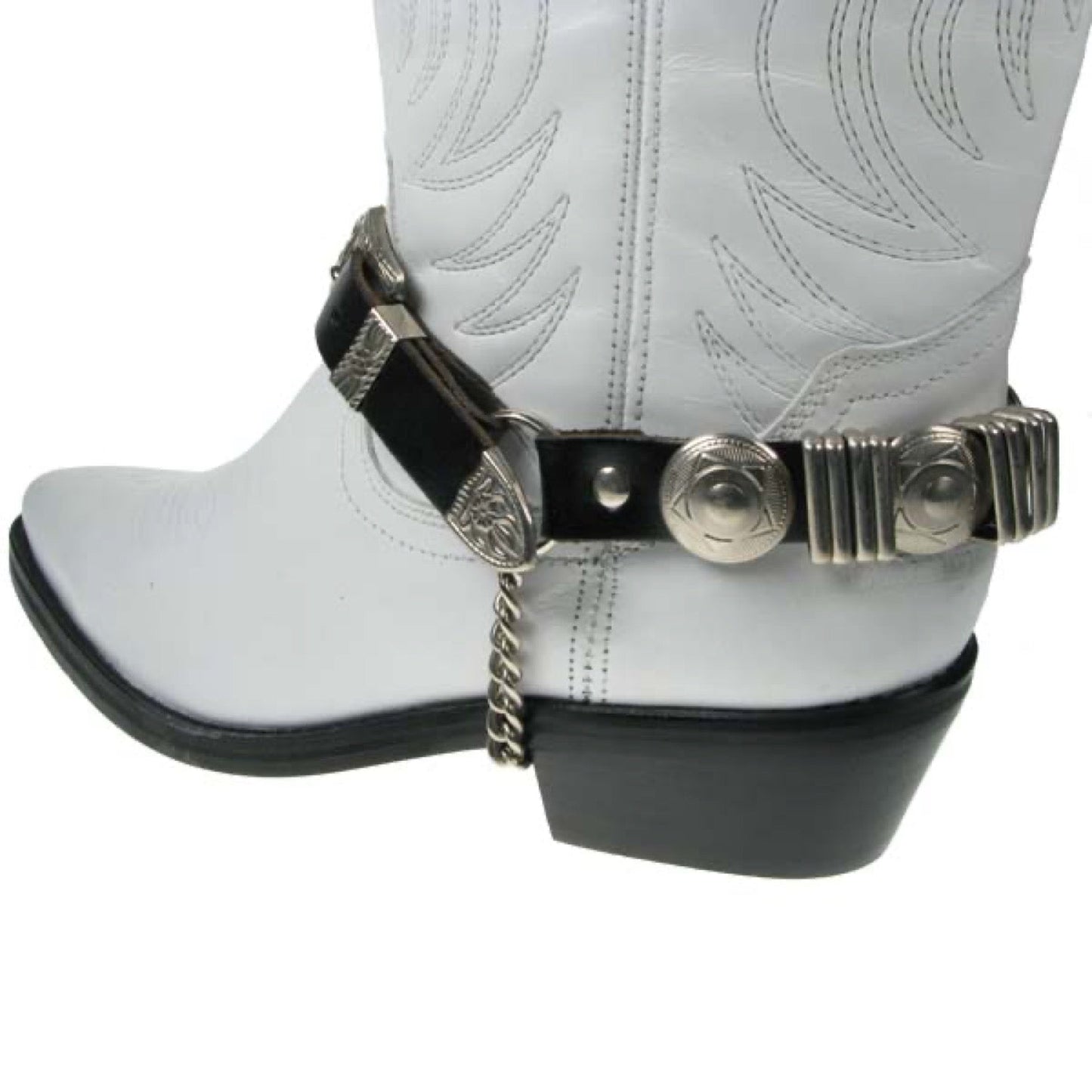 BS008 - 1 Row Concho w/ Rivet&Bars 3/4"  -  Leather Bootstrap