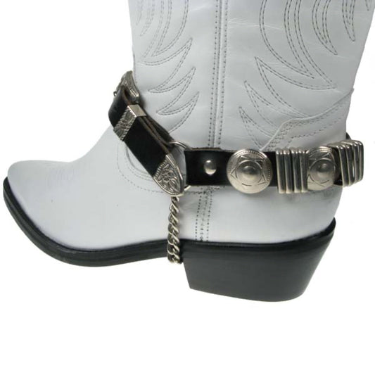 BS008 - 1 Row Concho w/ Rivet&Bars 3/4"  -  Leather Bootstrap