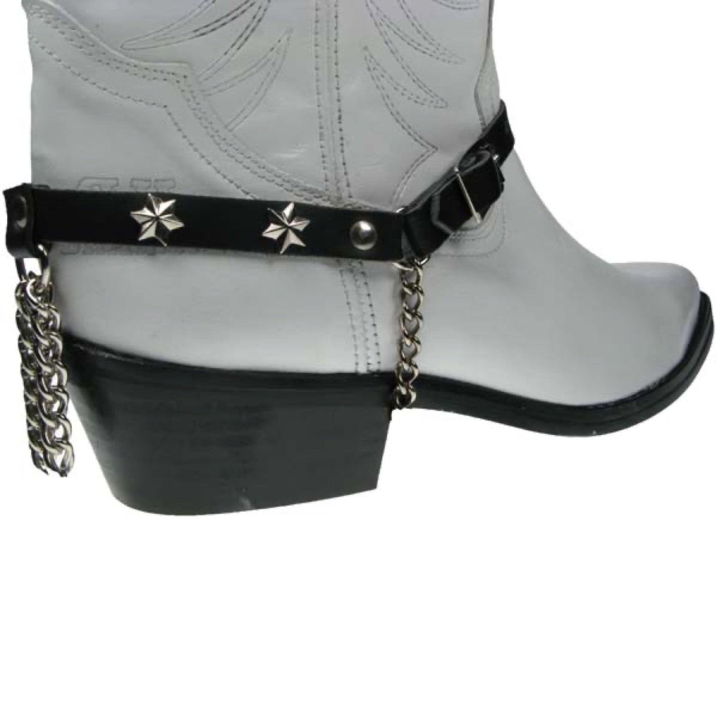 BS017 - 1 Row small star fitting w/Chain 1/2"  -  Leather Bootstrap