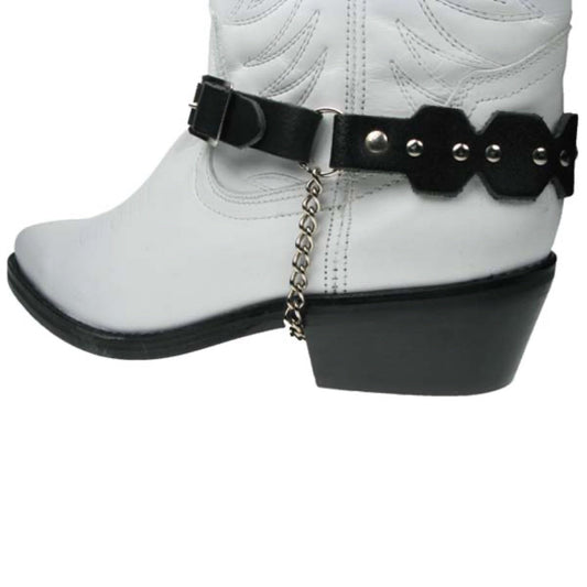 BS021 - 1 Row Flat Stud on Hexagon Leather Shape  3/4"  -  Leather Bootstrap