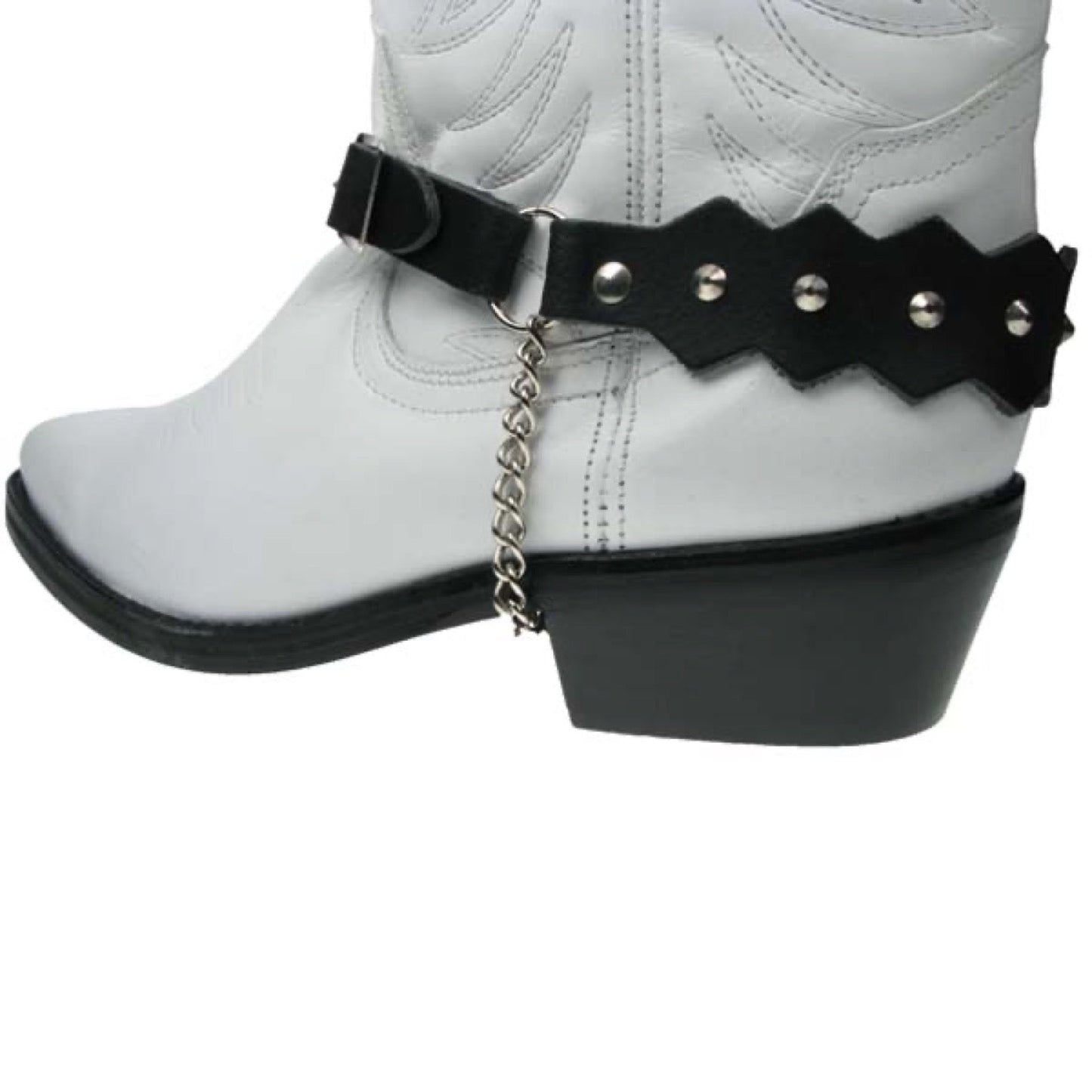 BS025 - 1 Row Small Conical w/Jagged Leather 3/4"  -  Leather Bootstrap