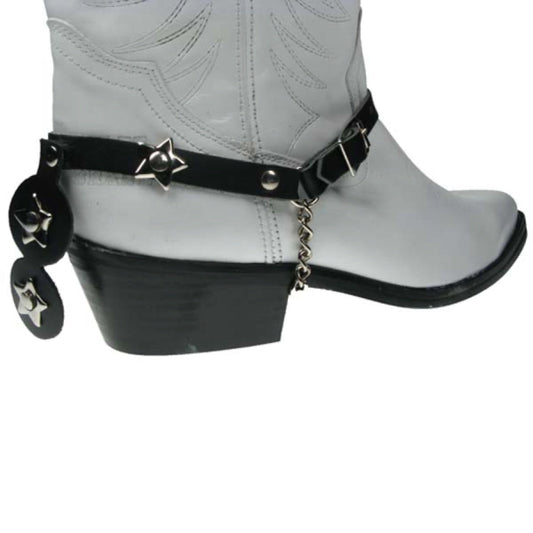 BS026 - 1 Row Star Fitting  1/2" - Black   -  Leather Bootstrap