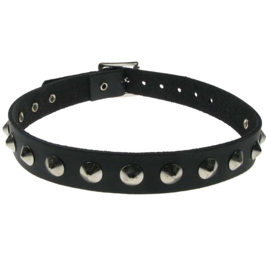 NB001 1 Row Conical Leather Choker