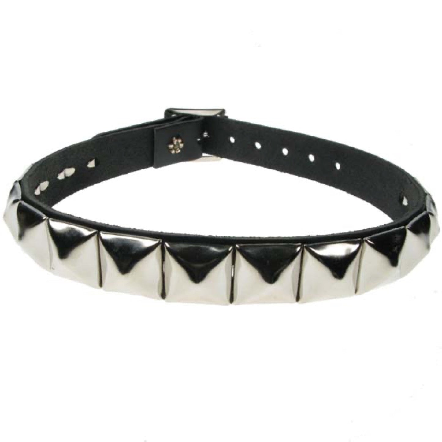 NB003 1 Row Pyramid Leather Choker