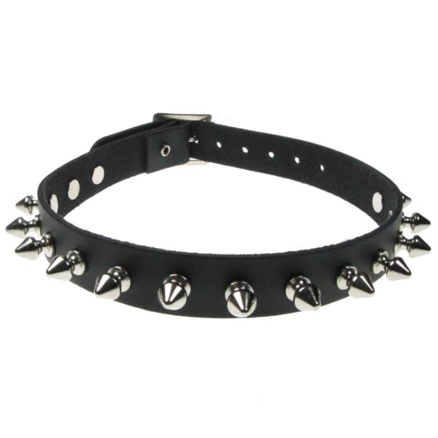 NB005 1 Row Spike Leather Choker