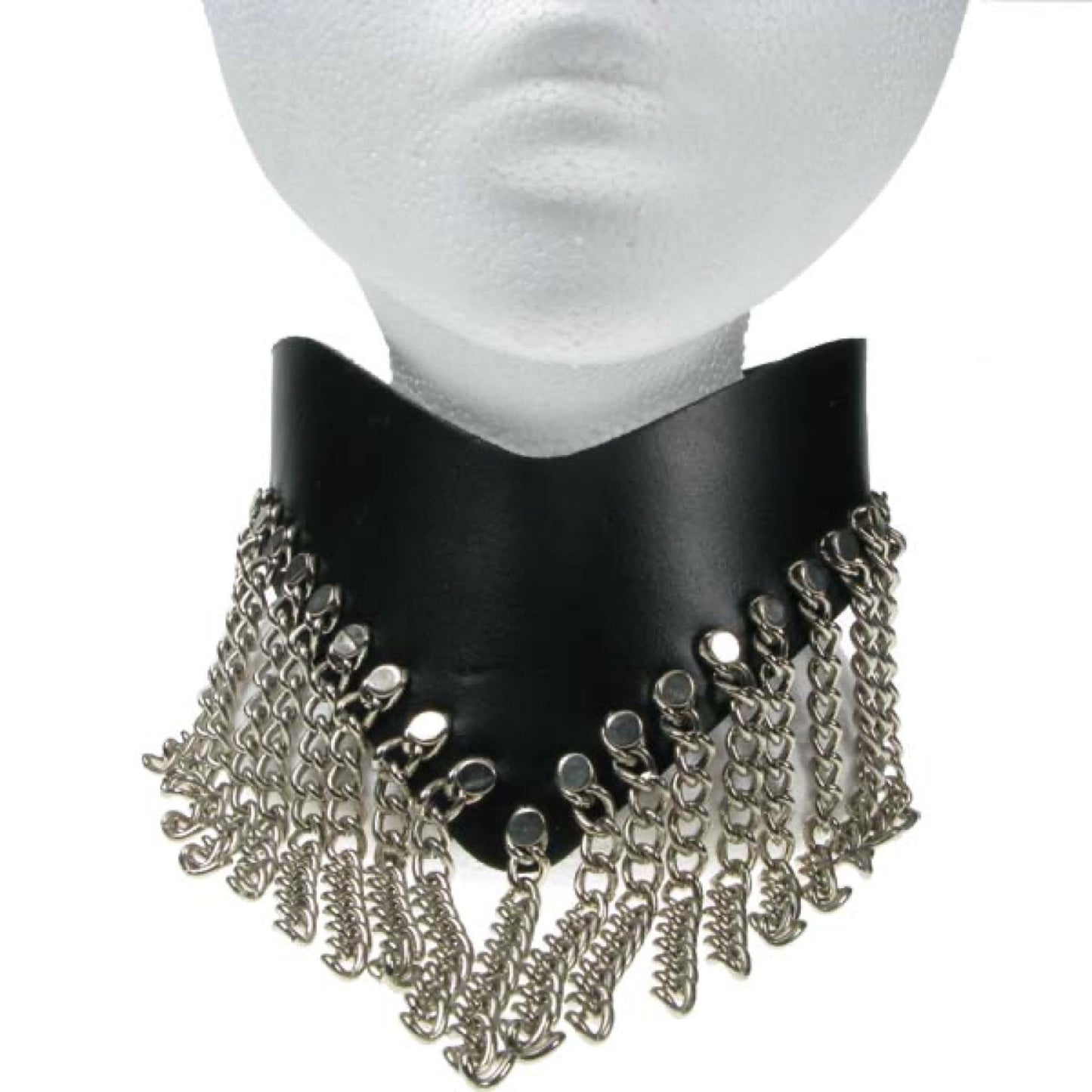NB007 Chain V Neck Leather Choker