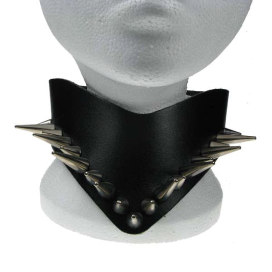 NB009 Small and medium cone V Neck Leather Choker
