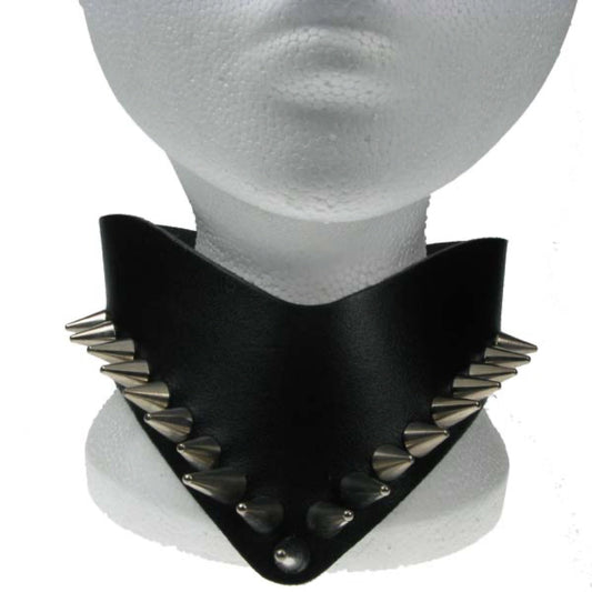 NB020 Cone Spikes V Neck Leather Choker
