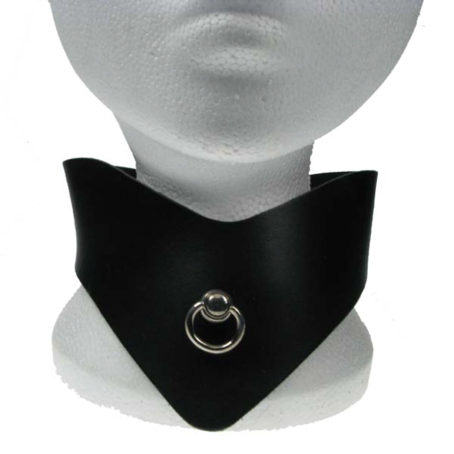 NB030 Small Ring V Neck Leather Choker