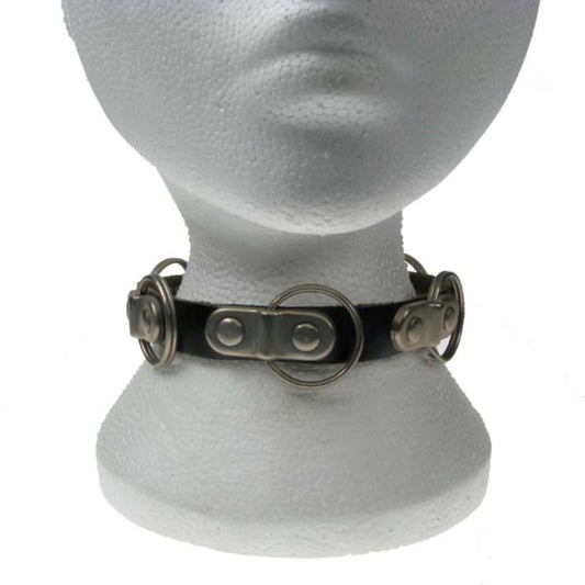 NB054 1 Row Hanging Chains Leather Choker