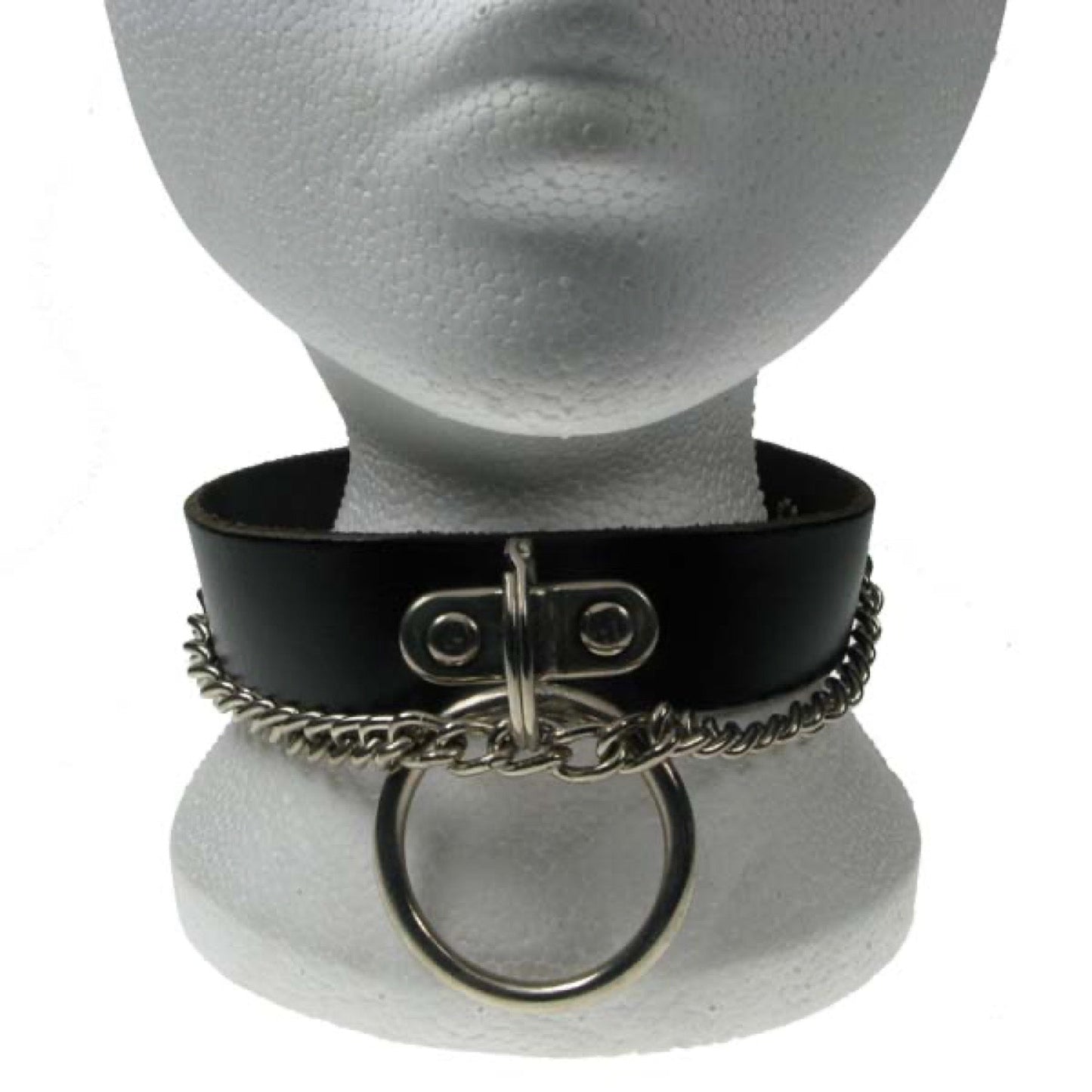NB065 2 Row Medium Ring Handle Plate & Short Chain Leather Choker